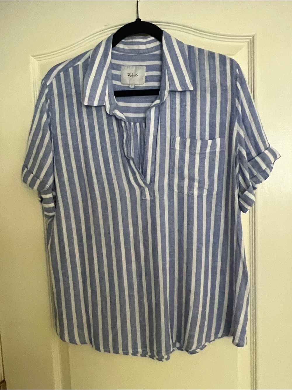 Rails Men’s Light Blue & White Striped Short-Sleeve Shirt